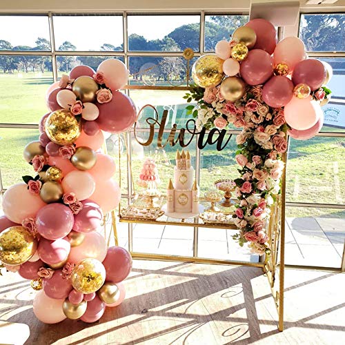 PartyWoo Globos Oro Rosa, 66 Piezas Globos Rosa, Globos Dorados , Globo Rosa Pastel, Globos Brillantina, Globos Gigantes, Globo Oro Rosa para Fiesta Princesas Disney, Incluye 4 Globo Gigante