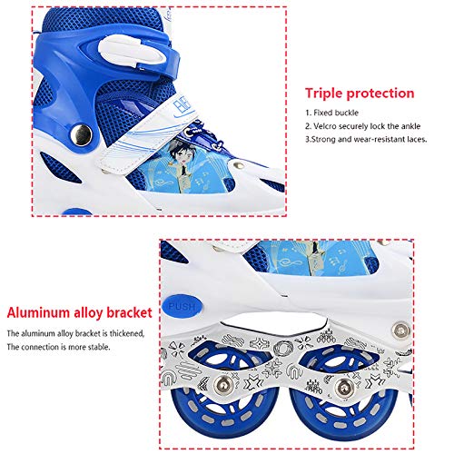 Patines en Línea Tamaño Ajustable Ilumina LED Ruedas para Niño y Niña, Rodamiento de ABEC-7, Flash Ruedas, Patines de 4 Ruedas para Infantiles, Adolescentes, Adultos, Mujer y Hombre,B,S: 30~33EU/3~7UK