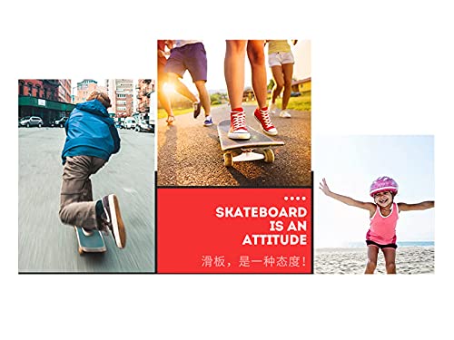 Patineta de Arce de Siete Capas de Alta Resistencia, esmeril Antideslizante, 80x20cm es una patineta de Calle Adecuada para Adolescentes y Adultos,I