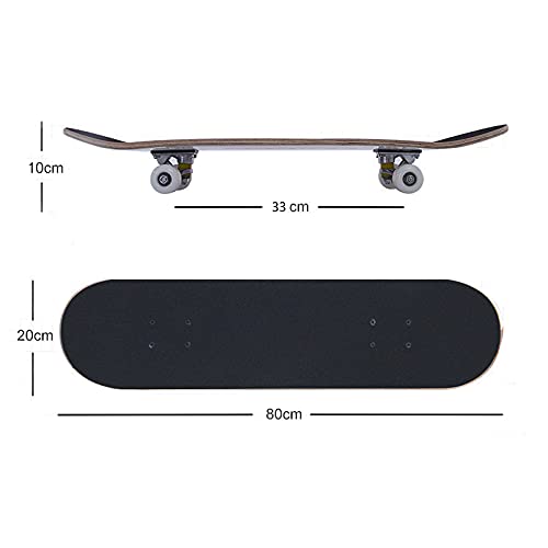 Patineta de Arce de Siete Capas de Alta Resistencia, esmeril Antideslizante, 80x20cm es una patineta de Calle Adecuada para Adolescentes y Adultos,I