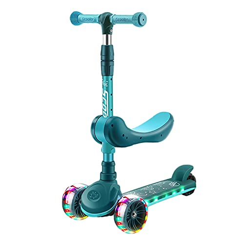 Patinete Niños Plegable Patinete de 3 Ruedas para 2 a 10 Años de Niño y Niña, Patinete Infantil Scooter con Asiento Plegable, LED Luces Parpadeantes, Manillar Ajustable, Carga Máxima 70 KG