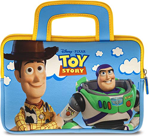 Pebble Gear Toy Story 4 Carry Bag - Bolsa Universal de Neopreno para niños en Pixar Toy Story 4-Design, para tabletas de 7 "(Fire 7 Kids Edition, Fire HD 8 Case), Cremallera Duradera, Woody y Buzz