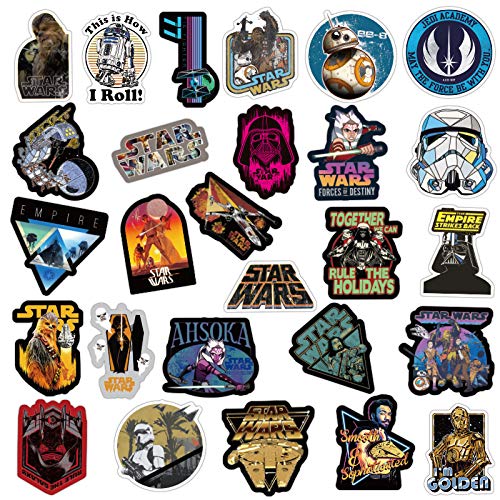 Pegatinas de Star Wars para ordenador portátil (100 unidades), regalo para niños, adolescentes, adultos y niños, impermeable, pegatinas de vinilo para scrapbook, monopatín