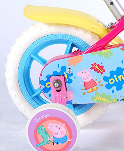 Peppa Pig Bicicleta para niña con caña de Empuje, Niñas, Fucsia, 10"