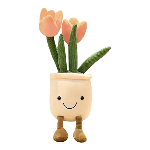 Perfeclan Divertido Realista de Peluche en macetas Plantas novedosas de Dibujos Animados Planta Suave Peluche muñeca Coche salpicadero decoración del hogar - Rosa 37cm