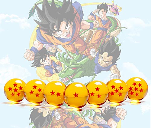 PHY Dragon Ball Z 7.6CM Bolas del Dragón Estrellas con Caja de Regalo Bola de Cristal Transparente Juguetes y Juegos Decoración Adornos Coleccionables para Niños Fans del Anime de DBZ Star 5-7.6cm