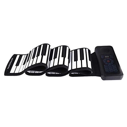 Piano Enrollable 88 Teclas Portátil Teclado Electrónico Piano Mano Batería Incorporada de 1100 mAh Li-on (Enrollar Piano + Pedal + Cable USB + Cable de Alimentación de CC + Bolsa de Almacenamiento)