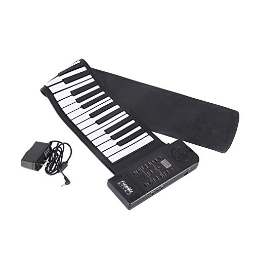 Piano enrollable portátil, 61 teclas, teclado de música digital electrónico flexible de silicona suave enrollable, adecuado para principiantes de piano