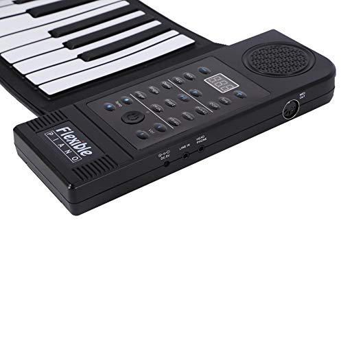 Piano enrollable portátil, 61 teclas, teclado de música digital electrónico flexible de silicona suave enrollable, adecuado para principiantes de piano