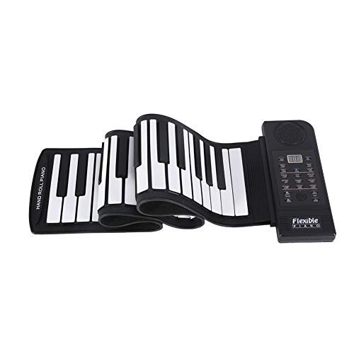 Piano enrollable portátil, 61 teclas, teclado de música digital electrónico flexible de silicona suave enrollable, adecuado para principiantes de piano