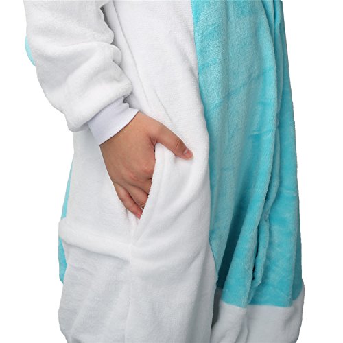 Pijama de unicornio Kigurumi con diseño de animales, unisex, para adultos, cosplay, Halloween, carnaval, disfraz, disfraz para mujer y hombre, azul, S