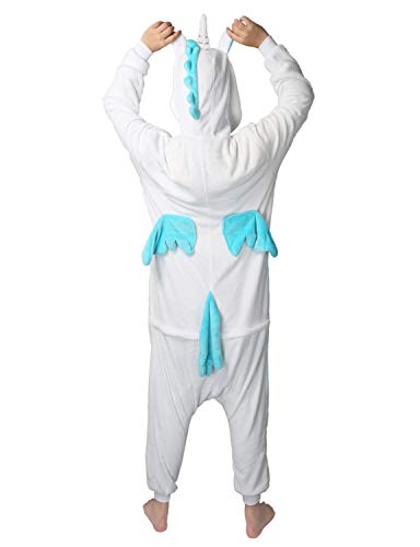 Pijama de unicornio Kigurumi con diseño de animales, unisex, para adultos, cosplay, Halloween, carnaval, disfraz, disfraz para mujer y hombre, azul, S