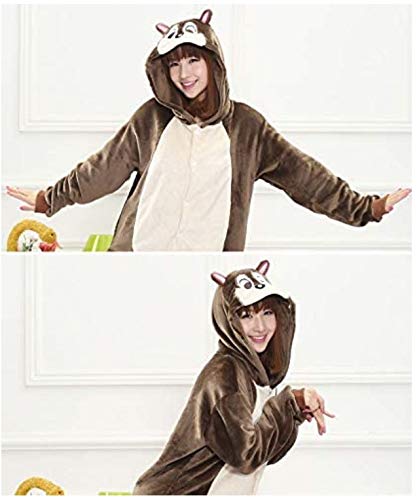 Pijamas Disfraces Onesie Animal Adultos Kigurumi Carnaval Halloween o Fiesta Espectáculo Navideño Mono Cosplay Ropa Interior de Zoológico Invierno Unisex Mujeres y Hombres (Scoiattolo 2, M)