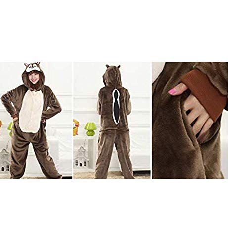 Pijamas Disfraces Onesie Animal Adultos Kigurumi Carnaval Halloween o Fiesta Espectáculo Navideño Mono Cosplay Ropa Interior de Zoológico Invierno Unisex Mujeres y Hombres (Scoiattolo 2, M)