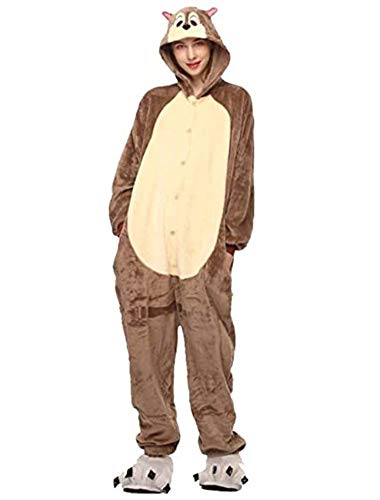 Pijamas Disfraces Onesie Animal Adultos Kigurumi Carnaval Halloween o Fiesta Espectáculo Navideño Mono Cosplay Ropa Interior de Zoológico Invierno Unisex Mujeres y Hombres (Scoiattolo 2, M)