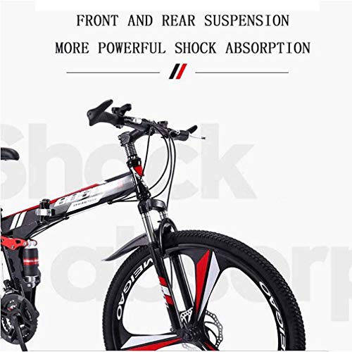 PING Las Bicicletas de montaña, Bicicleta Plegable 21 de Velocidad Doble Freno de Disco Completo Suspensión Anti-Slip, Variables bicis de Carreras de Velocidad para Hombres y Mujeres,26 Inches