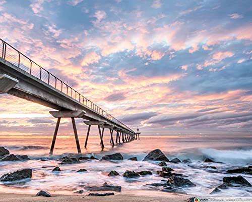 Pintura por números - amanecer en pont del petroli badalona catalonia kit kit de pintura al óleo para adultos, niños, principiantes, imágenes para decoración de pared 40×50cm