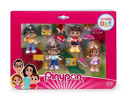 Pinypon – Familia GBR Pack 4 Personajes y 10 Accesorios, Juega con la Familia del Canal Youtube GBR, Comienza la Aventura y CREA tu Propia Historia, para niñas y niños, Familia, 700016953