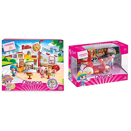 Pinypon - Pizzería con 1 figurita + Moto de Pizzería, con 1 Figura, niños y niñas de 4 a 8 años