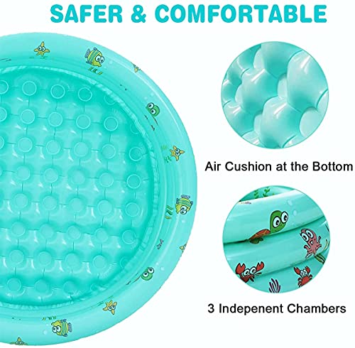 Piscina Hinchable,100X40cm Piscina Niños,Piscina Infantil de 3 Anillos, Piscina Infantil Hinchable,Piscina para Bebés, Bañera Portátil, Piscina Infantil