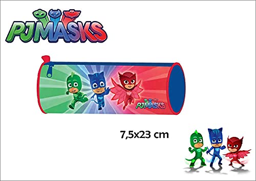 PJ Masks 2539; portatodo cilindrico Azul; Dimensiones 22x7,5 cm; Ideal para la Escuela