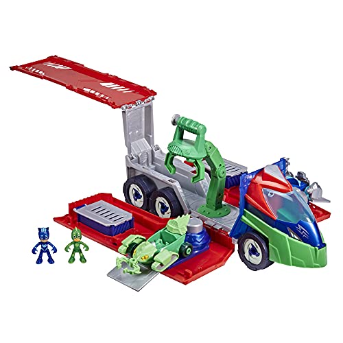 PJ Masks - Rastreador - Juguete Preescolar - Playset con vehículo Que se transforma, 2 Autos, 2 Figuras de acción y más para niños de 3 años en adelante