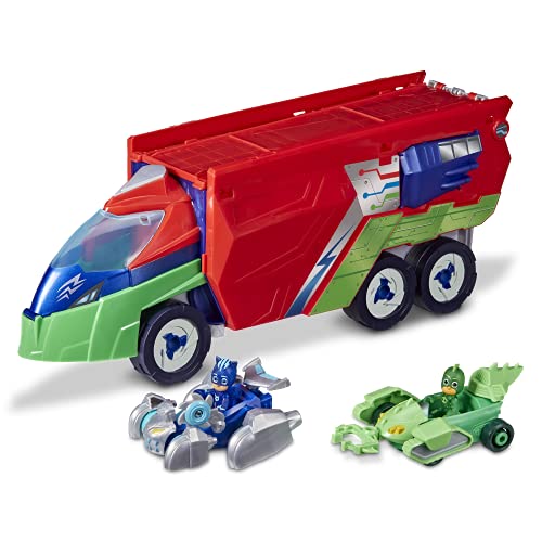 PJ Masks - Rastreador - Juguete Preescolar - Playset con vehículo Que se transforma, 2 Autos, 2 Figuras de acción y más para niños de 3 años en adelante