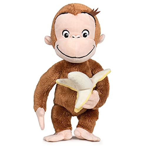 Play by Play by Play - Peluche curioso como George mono con plátano en la mano Curious George – Marrón – 20 cm