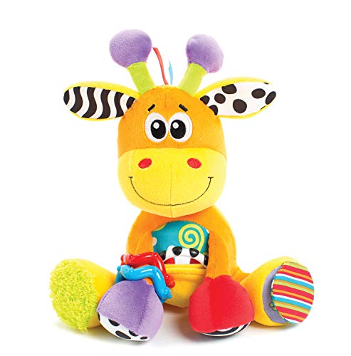 Playgro Jirafa de Peluche Multiactividades, Juguete de Actividades, Desde el Nacimiento, Sin BPA, Discovery Friend Giraffe, Naranja/Multicolor, 40155