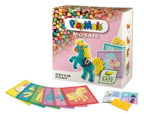 PlayMais Mosaic Dream Pony Kit de Manualidades para niños y niñas a Partir de 3 años | 2300 6 Plantillas de Mosaico con encantadores Ponis | estimula la Creatividad y Las Habilidades motoras