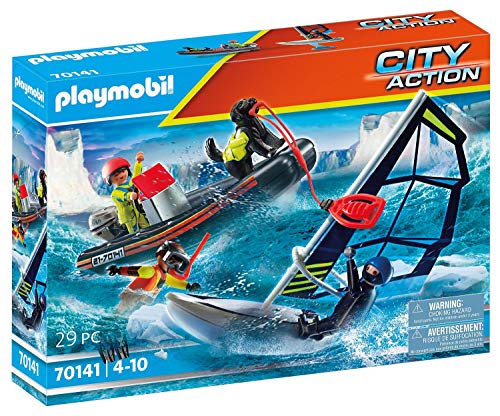 PLAYMOBIL City Action 70141 Seenot - Salvavidas Polarsegler con Bote Hinchable, a Partir de 4 años