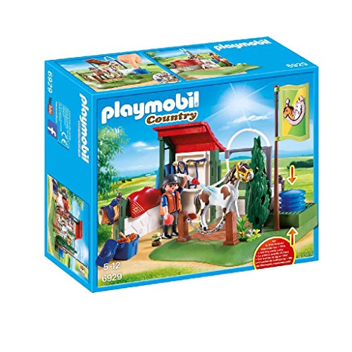 Playmobil Country Playset De Limpieza para Caballos, Multicolor (6929) + Country Caballo Árabe con Establo, Caballo Negro Y Detalles Morados, A Partir De 5 Años (6934)