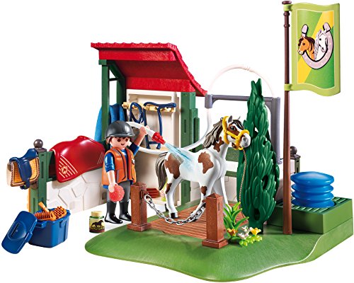 Playmobil Country Playset De Limpieza para Caballos, Multicolor (6929) + Country Caballo Árabe con Establo, Caballo Negro Y Detalles Morados, A Partir De 5 Años (6934)