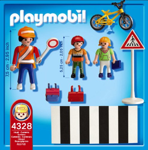 PLAYMOBIL - Cruce con Guardia y niños, Set de Juego (4328)