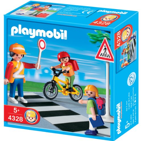 PLAYMOBIL - Cruce con Guardia y niños, Set de Juego (4328)