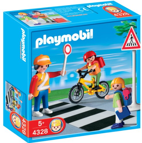 PLAYMOBIL - Cruce con Guardia y niños, Set de Juego (4328)