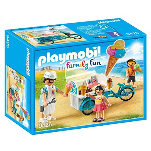 PLAYMOBIL Family Fun Piscina con Bomba de Agua para la Ducha, A Partir de 4 años (9422) + Carrito de Helados Juguete, Multicolor (Geobra Brandstätter 9426)