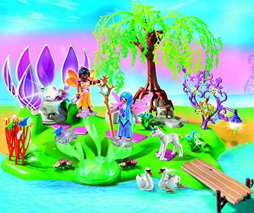 PLAYMOBIL Hadas - Isla de Las Hadas con Fuente de Piedras Preciosas, Juguete Educativo, Multicolor, 45 x 12,5 x 35 cm, (5444)