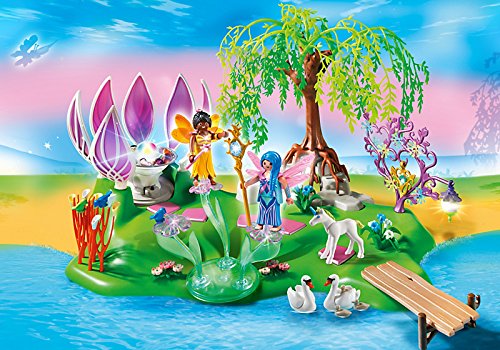 PLAYMOBIL Hadas - Isla de Las Hadas con Fuente de Piedras Preciosas, Juguete Educativo, Multicolor, 45 x 12,5 x 35 cm, (5444)