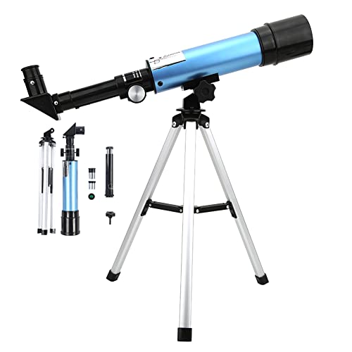 Plyisty Telescopio para niños Principiantes,Telescopio de HD Gran Aumento, Equipados con Trípode,Filtro Lunar,Oculares y Lente de Aumento 1,5 Veces,Regalo Educativo Significativo (Azul)