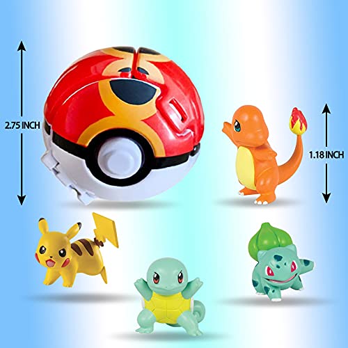 Pokémon Ball Throw N Pop Ball con 4 figuras de acción Pikachu – Juego de juguetes – lanzar y pelotas de Pokémon Pop para niños, niñas o regalos de cumpleaños infantiles