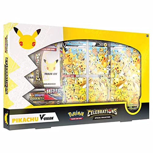 Pokémon | Celebraciones Colección Especial Pikachu V- Unión (25th Anniv) | Juego de Cartas | Edades 6+ | 2 Jugadores | Más de 10 Minutos de Tiempo de Juego