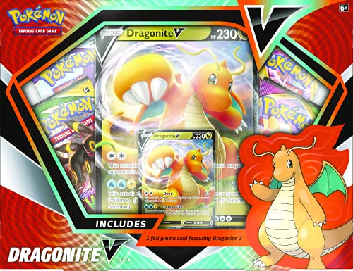 Pokémon | Dragonite V Box | Juego de Cartas | Edades 6+ | 2 Jugadores | 10+ Minutos Jugando Tiempo