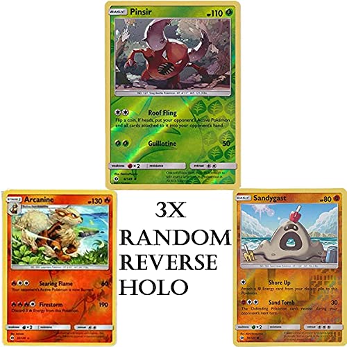 Pokemon Pack Tin Box vacía aleatoria + 3 Reverse holos aleatorios + 50 Cartas en inglés