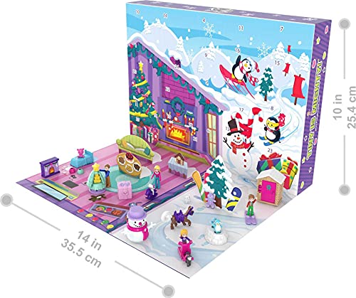 Polly Pocket Calendario de adviento Navidad 2021, 25 accesorios sorpresa de juguete (Mattel GYW07)