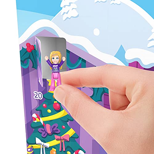 Polly Pocket Calendario de adviento Navidad 2021, 25 accesorios sorpresa de juguete (Mattel GYW07)