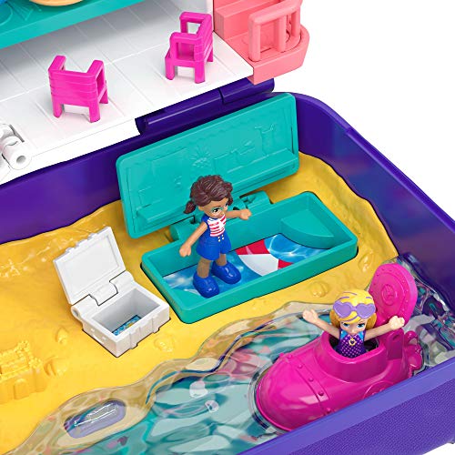 Polly Pocket Mochila Vacaciones en la playa, muñecas con accesorios (Mattel FRY40)