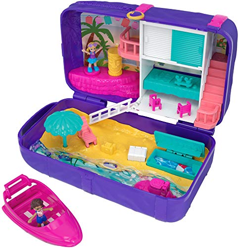 Polly Pocket Mochila Vacaciones en la playa, muñecas con accesorios (Mattel FRY40)