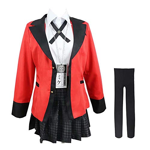 Polyer Kakegurui Runa Yomozuki/Jabami Yumeko Cosplay Disfraz Anime Sudadera con Capucha Chaqueta con Accesorios Uniforme Escolar Disfraz de Halloween para Mujeres y niñas