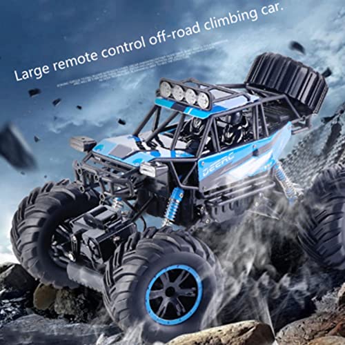 Poooc Big Monster RC Car, 4WD Off Road Truck 2.4Ghz Todo Terreno Vehículo de Control Remoto Motores Dobles Faros LED Rock Crawler Buggy con 2 baterías para niños y niñas